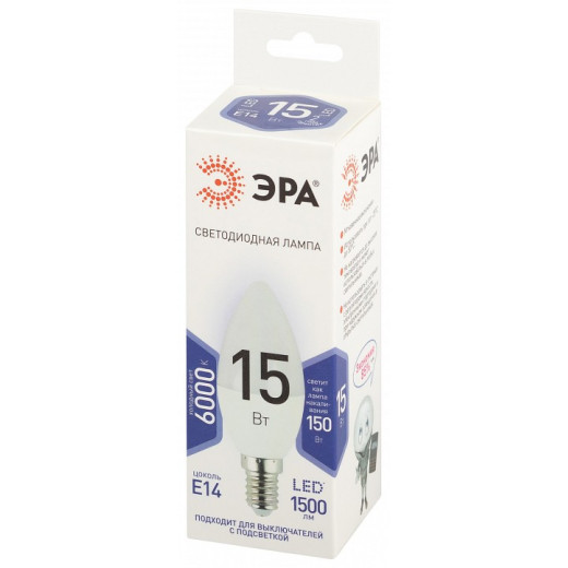 Лампа светодиодная Эра Стандарт E14 15Вт 6500K LED B35-15W-860-E14