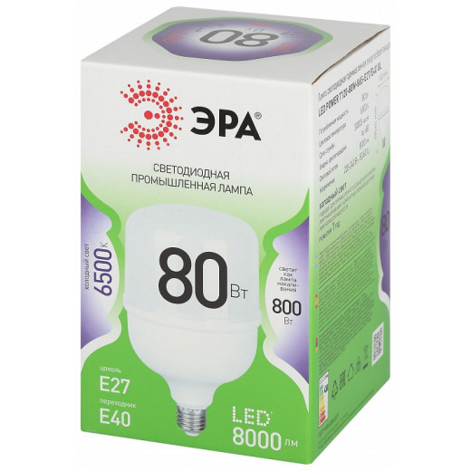 Лампа светодиодная Эра Green Line E27/E40 80Вт 6500K LED POWER T120-80W-865-E27/E40 GL