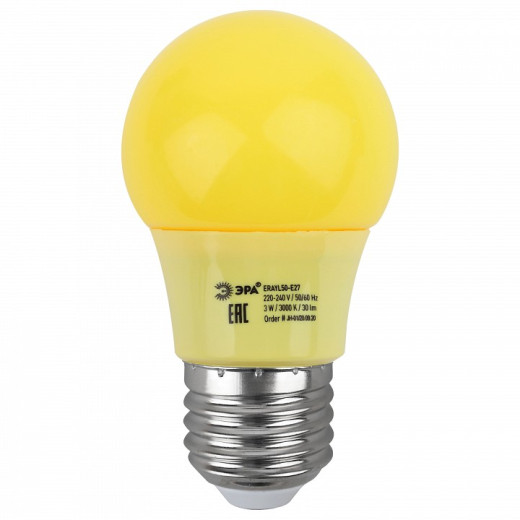 Лампа светодиодная Эра  E27 3Вт 3000K ERAYL50-E27