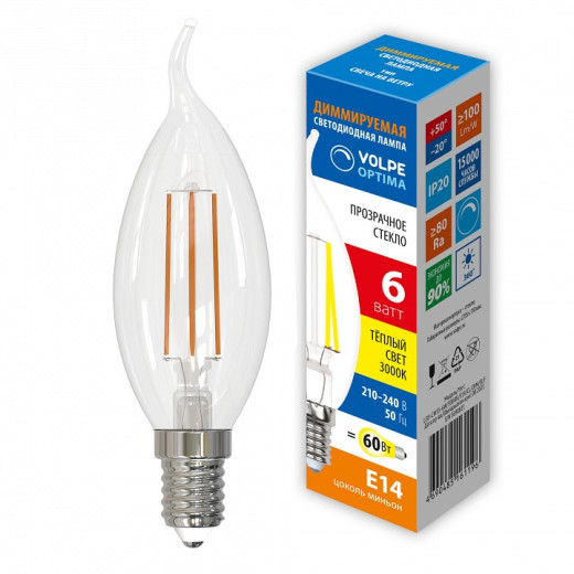 Лампа светодиодная Volpe OPTIMA DIM E14 6Вт 3000K UL-00009243