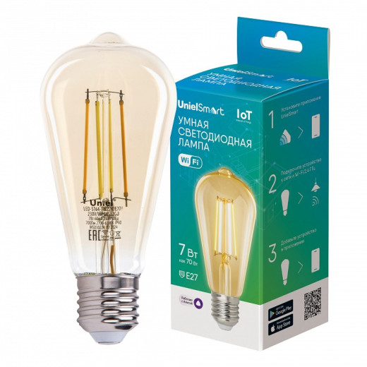Лампа светодиодная с управлением через Wi-Fi Uniel  E27 7Вт 2700-6500K UL-00011657