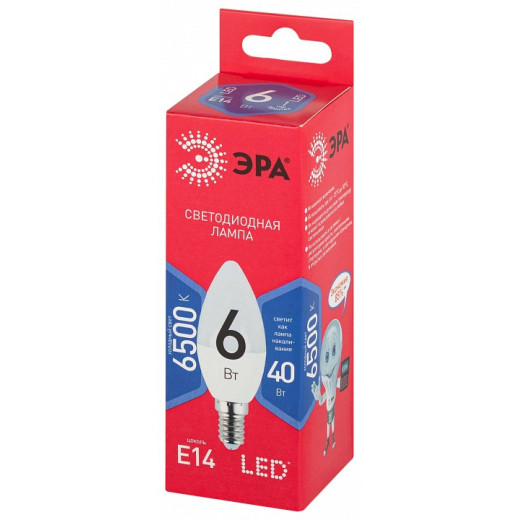 Лампа светодиодная Эра  E14 6Вт 6500K LED B35-6W-865-E14 R