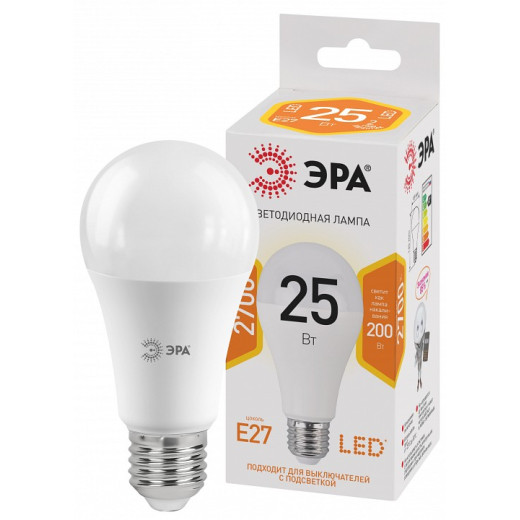 Лампа светодиодная Эра Стандарт E27 25Вт 2700K LED A65-25W-827-E27