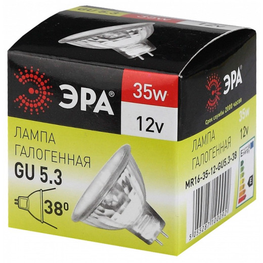 Лампа галогеновая Эра  GU5.3 35Вт 3000K GU5.3-MR16-35W-12V-CL