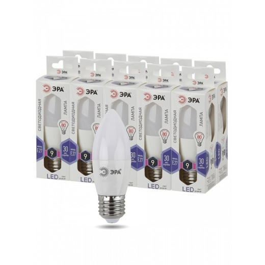 Лампа светодиодная Эра Стандарт E27 9Вт 6000K LED B35-9W-860-E27