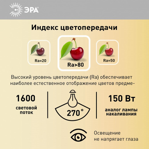 Лампа светодиодная Эра Стандарт E27 20Вт 2700K LED G120-20W-2700K-E27