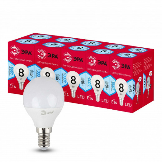 Лампа светодиодная Эра  E14 8Вт 4000K LED P45-8W-840-E14 R