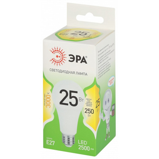 Лампа светодиодная Эра Green Line E27 25Вт 3000K LED A60-25W-830-E27 GL