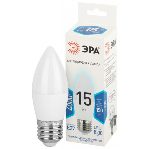 Лампа светодиодная Эра Стандарт E27 15Вт 4000K LED B35-15W-840-E27