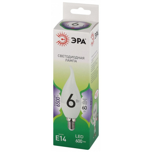 Лампа светодиодная Эра Green Line E14 6Вт 6500K LED BXS-6W-865-E14 GL