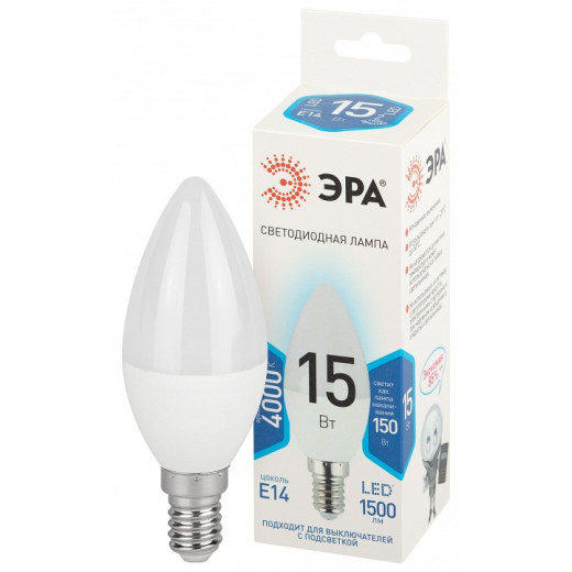 Лампа светодиодная Эра Стандарт E14 15Вт 4000K LED B35-15W-840-E14
