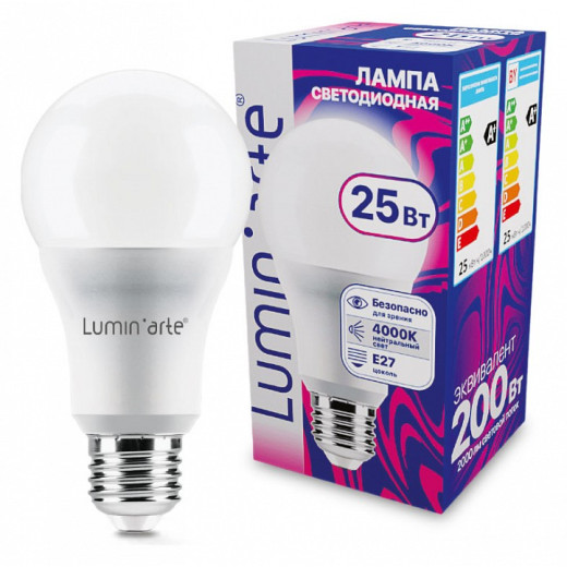 Лампа светодиодная Luminarte  E27 25Вт 4000K LSTD-A65-25W4KE27
