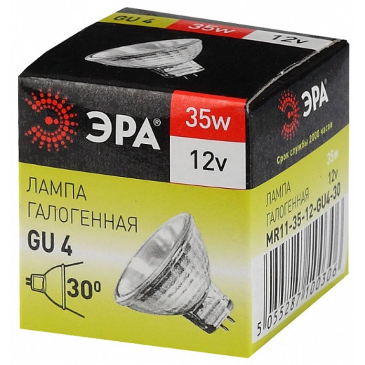 Лампа галогеновая Эра  GU4 35Вт 3000K GU4-MR11-35W-12V-30CL