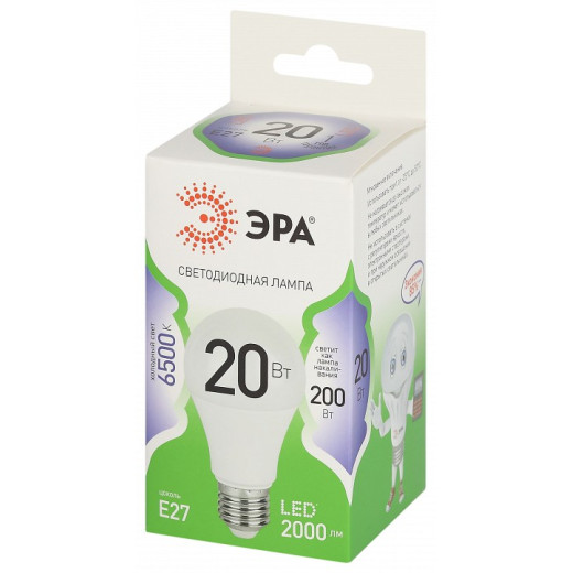 Лампа светодиодная Эра Green Line E27 20Вт 6500K LED A60-20W-865-E27 GL