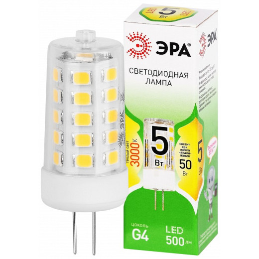 Лампа светодиодная Эра Green Line G4 5Вт 3000K LED G4-JC-5W-830-12V GL
