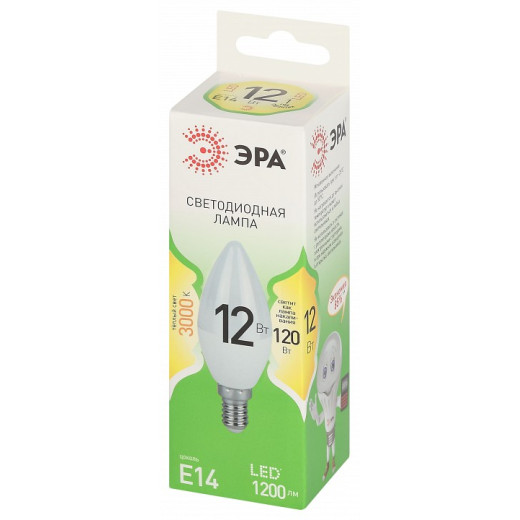 Лампа светодиодная Эра Green Line E14 12Вт 3000K LED B35-12W-830-E14 GL