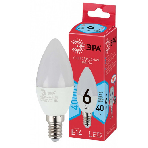 Лампа светодиодная Эра  E14 6Вт 4000K ECO LED B35-6W-840-E14 R