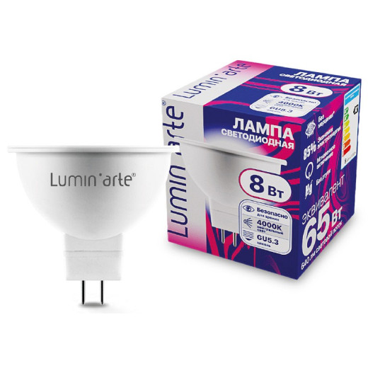 Лампа светодиодная Luminarte  GU5.3 8Вт 4000K LSTD-MR16-8W4KGU5.3