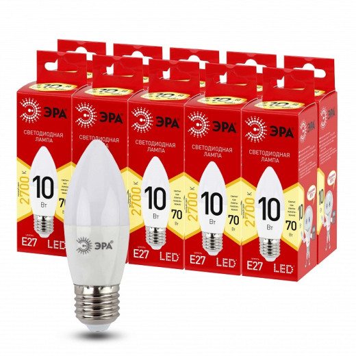 Лампа светодиодная Эра  E27 10Вт 2700K LED B35-10W-827-E27 R