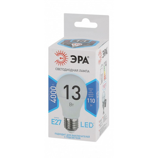 Лампа светодиодная Эра Стандарт E27 13Вт 4000K LED A60-13W-840-E27