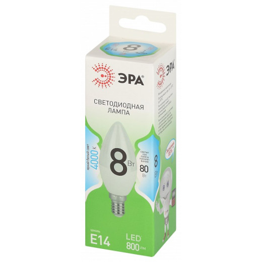 Лампа светодиодная Эра Green Line E14 8Вт 4000K LED B35-8W-840-E14 GL