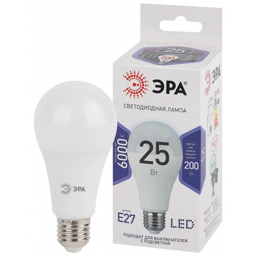 Лампа светодиодная Эра Стандарт E27 25Вт 6000K LED A65-25W-860-E27