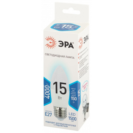 Лампа светодиодная Эра Стандарт E27 15Вт 4000K LED B35-15W-840-E27