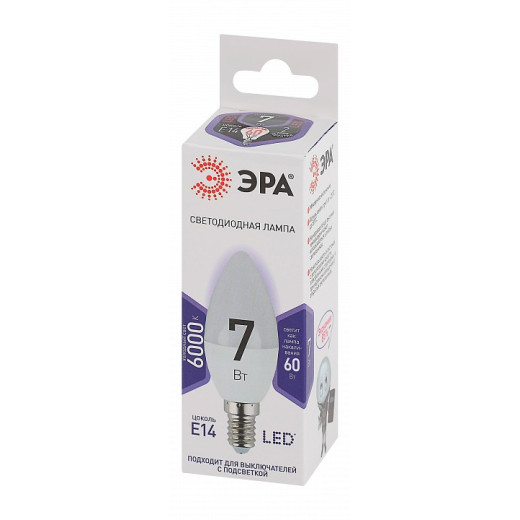 Лампа светодиодная Эра Стандарт E14 7Вт 6000K LED B35-7W-860-E14
