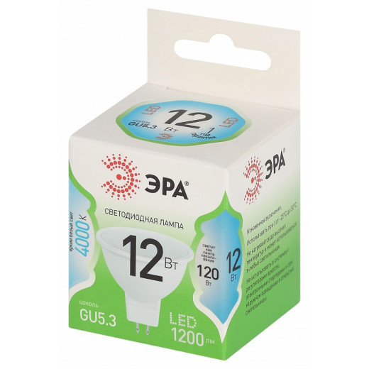Лампа светодиодная Эра Green Line GU5.3 12Вт 4000K LED MR16-12W-840-GU5.3 GL