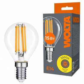 Лампа светодиодная Wolta  E14 15Вт 3000K WF-G45-15W3KE14