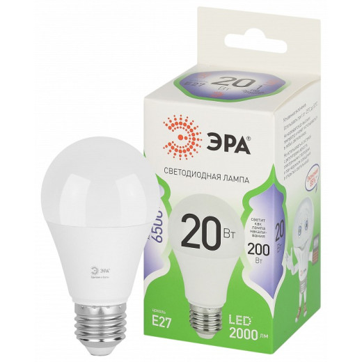 Лампа светодиодная Эра Green Line E27 20Вт 6500K LED A60-20W-865-E27 GL