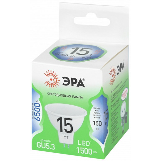 Лампа светодиодная Эра  GU5.3 15Вт 6500K LED MR16-15W-865-GU5.3 GL