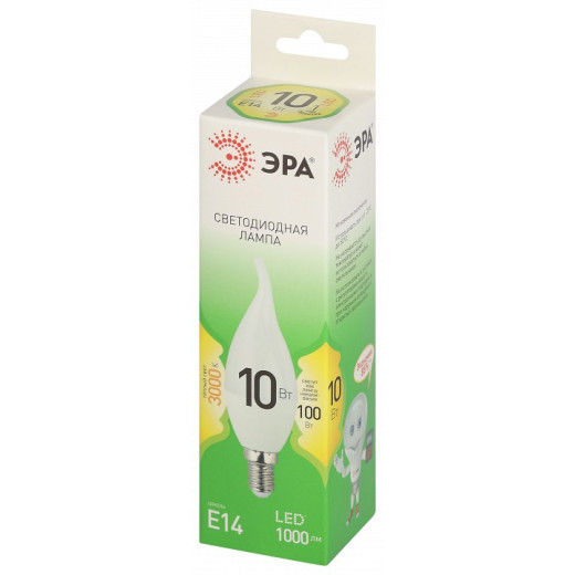 Лампа светодиодная Эра Green Line E14 10Вт 3000K LED BXS-10W-830-E14 GL