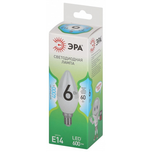 Лампа светодиодная Эра Green Line E14 6Вт 4000K LED B35-6W-840-E14 GL