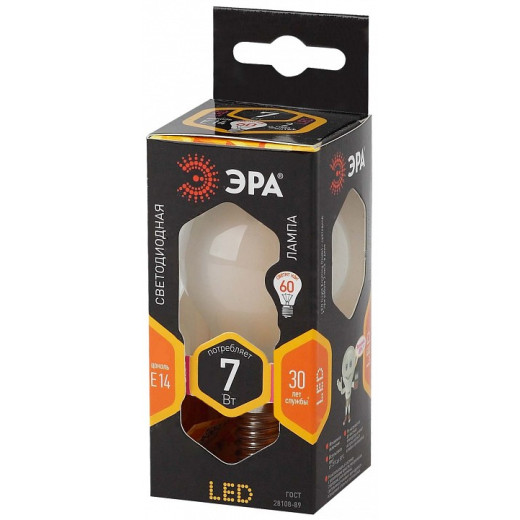 Лампа светодиодная Эра  E14 7Вт 2700K F-LED P45-7W-827-E14 frost