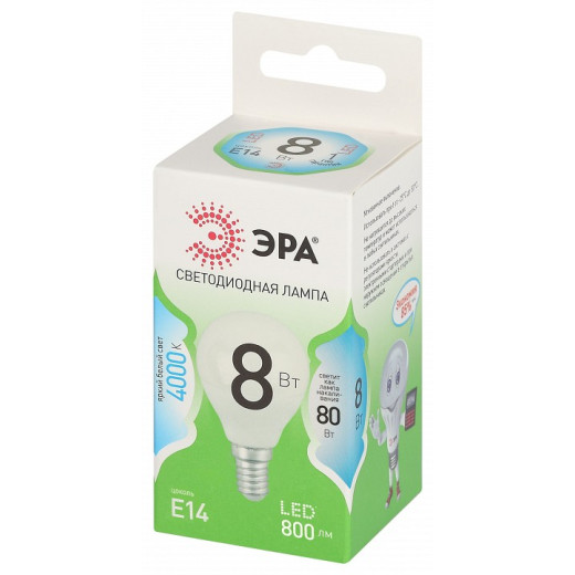 Лампа светодиодная Эра Green Line E14 8Вт 4000K LED P45-8W-840-E14 GL