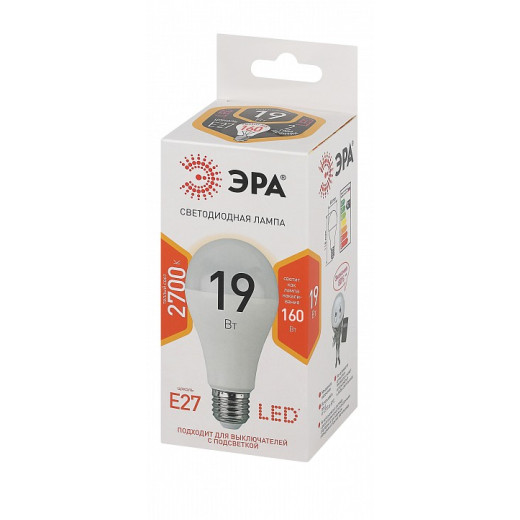Лампа светодиодная Эра Стандарт E27 19Вт 2700K LED A65-19W-827-E27