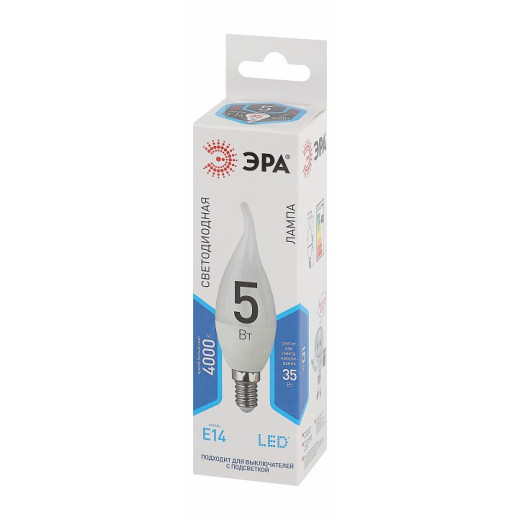 Лампа светодиодная Эра Стандарт E14 5Вт 4000K LED BXS-5W-840-E14