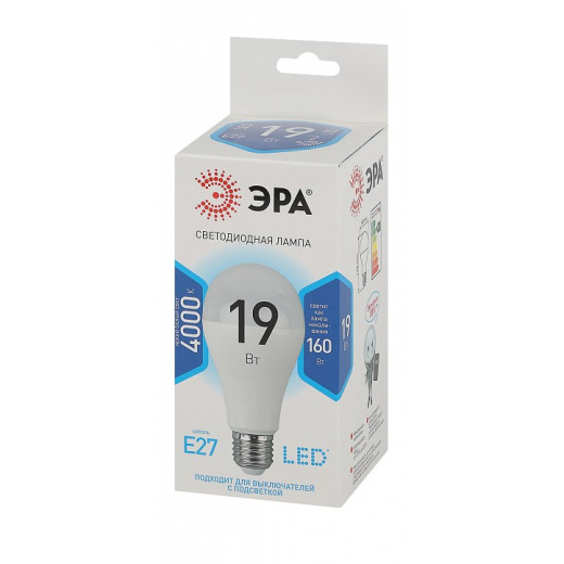 Лампа светодиодная Эра Стандарт E27 19Вт 4000K LED A65-19W-840-E27