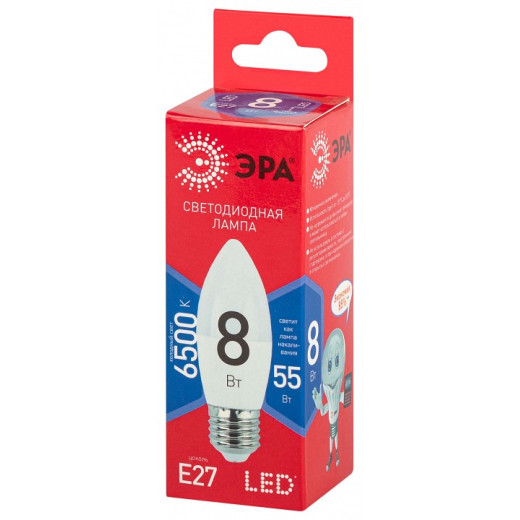 Лампа светодиодная Эра  E27 8Вт 6500K LED B35-8W-865-E27 R