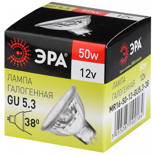 Лампа галогеновая Эра  GU5.3 50Вт 3000K GU5.3-MR16-50W-12V-CL