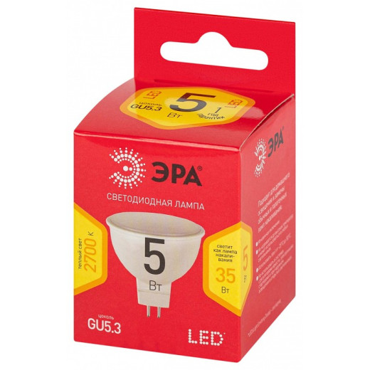 Лампа светодиодная Эра  GU5.3 5Вт 2700K LED MR16-5W-827-GU5.3 R