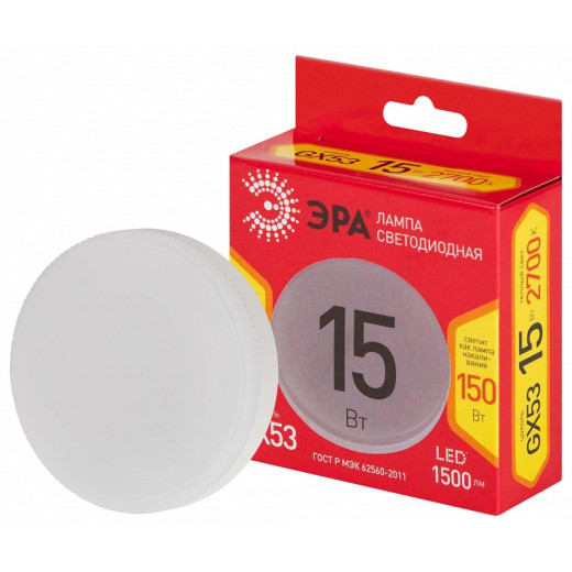 Лампа светодиодная Эра  GX53 15Вт 2700K LED GX-15W-827-GX53 R