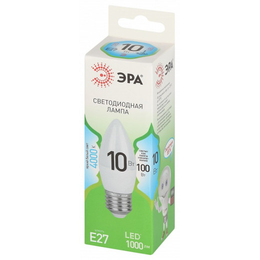 Лампа светодиодная Эра Green Line E27 10Вт 4000K LED B35-10W-840-E27 GL