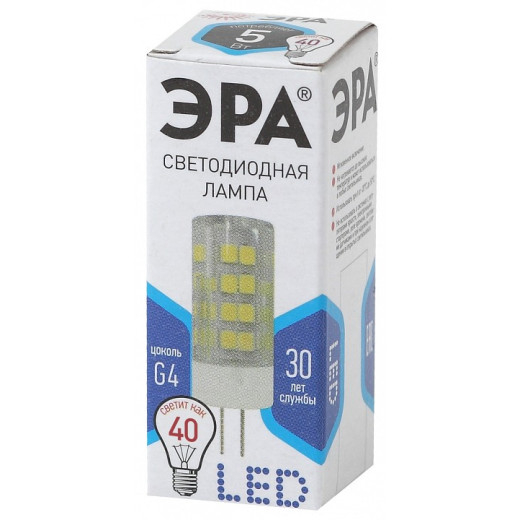 Лампа светодиодная Эра Стандарт G4 5Вт 4000K LED JC-5W-220V-CER-840-G4