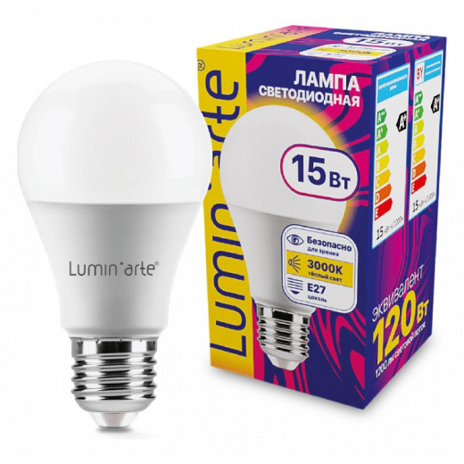 Лампа светодиодная Luminarte  E27 15Вт 3000K LSTD-A60-15W3KE27