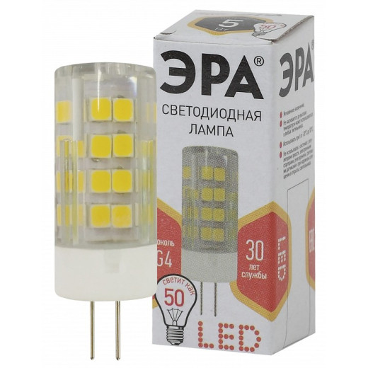 Лампа светодиодная Эра Стандарт G4 5Вт 2700K LED JC-5W-220V-CER-827-G4