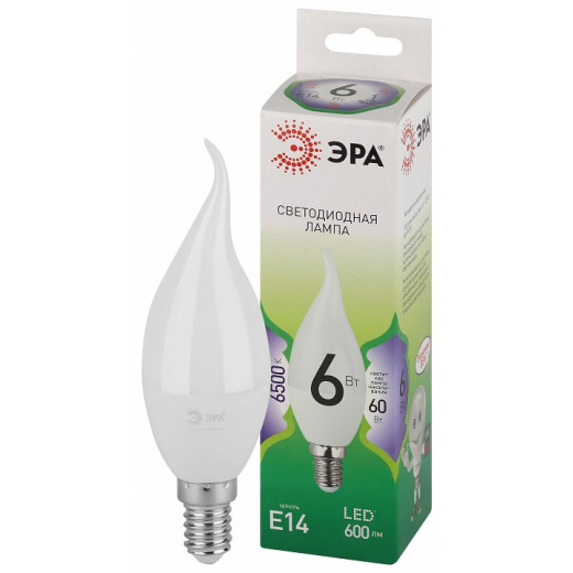 Лампа светодиодная Эра Green Line E14 6Вт 6500K LED BXS-6W-865-E14 GL