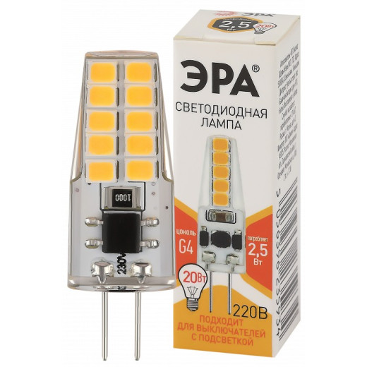 Лампа светодиодная Эра Стандарт G4 2.5Вт 4000K LED-JC-2,5W-220V-SLC-827-G4