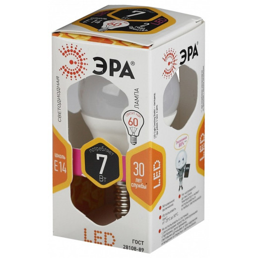 Лампа светодиодная Эра Стандарт E14 7Вт 2700K LED P45-7W-827-E14